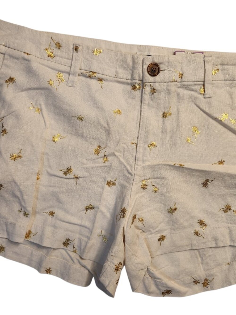 Old Navy Women's Beige Shorts with Gold Palm Tree Accents Size 8